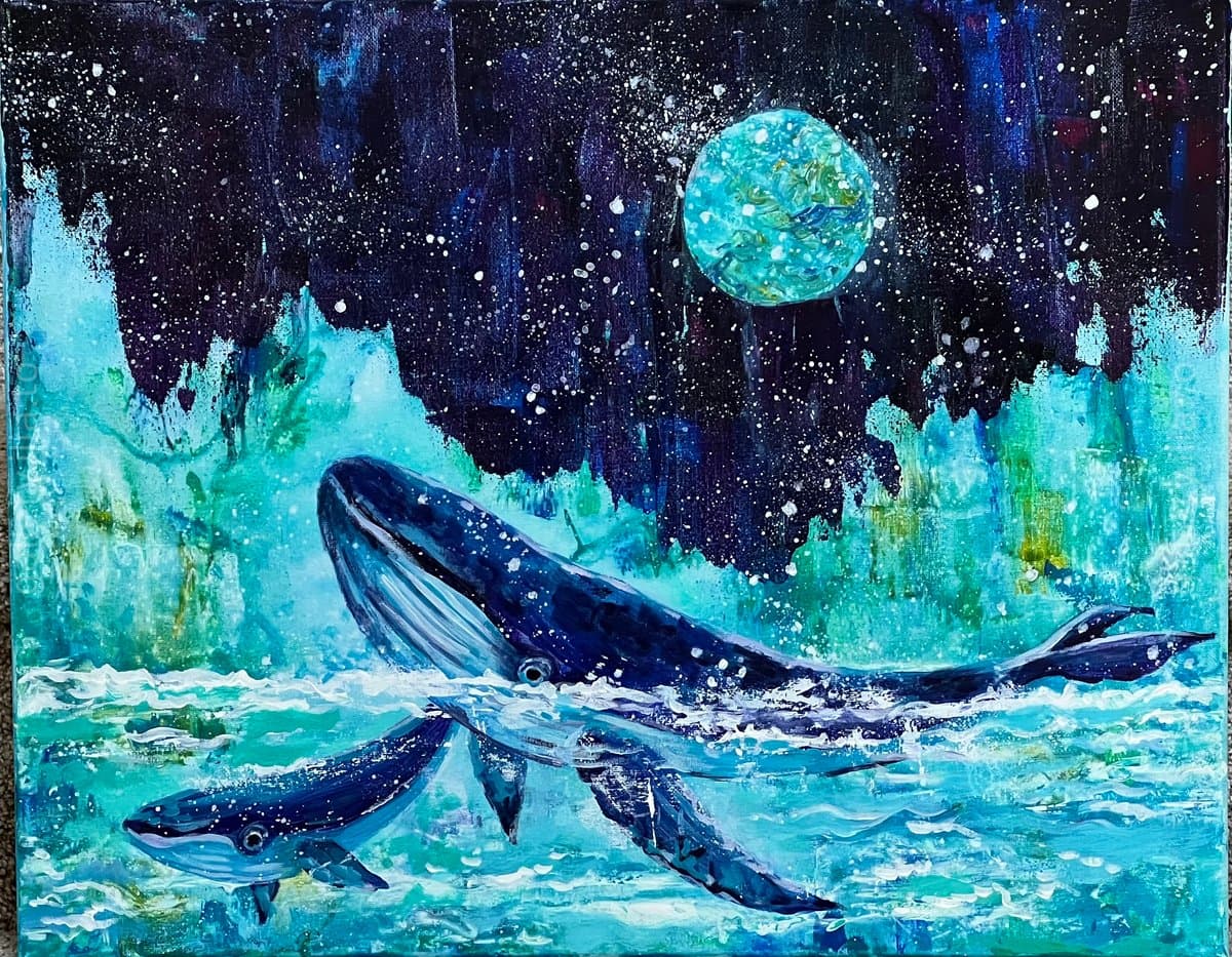 Whales Under the Moon