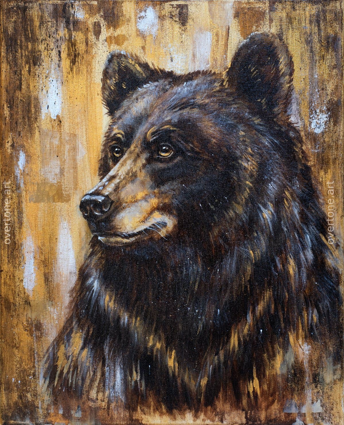 Original acrylic painting of a black bear on canvas from the Guardians of the Forest collection. - Guardians of the Forest.